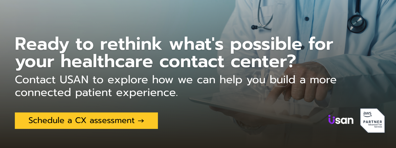 Doctor using AI for a telehealth appointment. Schedule a CX assessment with USAN.