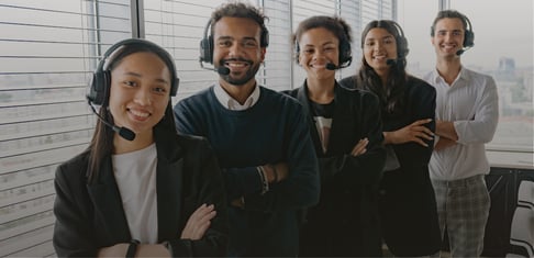 Call center agents smiling