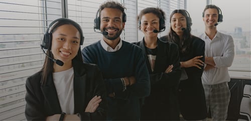 Call center agents smiling