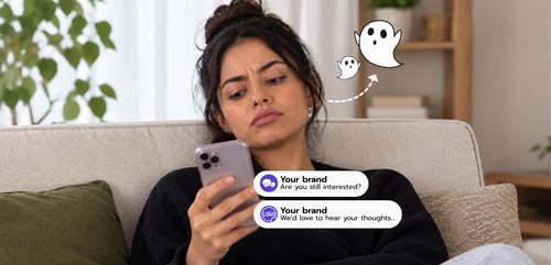 Woman ignoring messages from a brand