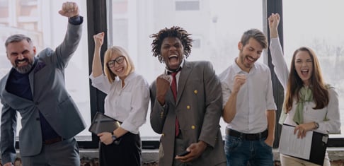 Employees celebrating/happy