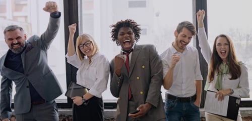 Employees celebrating/happy