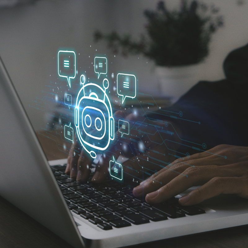 AI digital customer experience optimization icon over a laptop